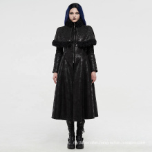 PUNK RAVE WY-1204XCF winter bodycon warm plus size women coated gothic embroidered fur black long cape coat